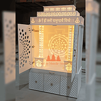 Premium 3D Corian Mandir with Sliding Doors – Spacious & Stylish
