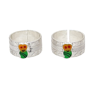 Silver Toe Rings, Metti with Enamel Silver Toe Rings, Metti with Enamel
