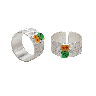 Silver Toe Rings, Metti with Enamel Silver Toe Rings, Metti with Enamel