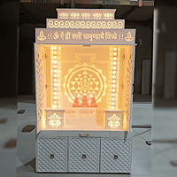 Premium 3D Corian Mandir with Sliding Doors – Spacious & Stylish