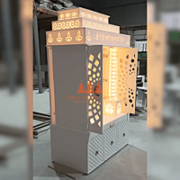 Premium 3D Corian Mandir with Sliding Doors – Spacious & Stylish