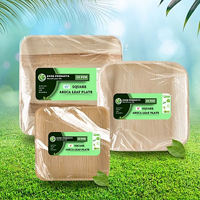 Square Areca Plate 10Pcs