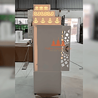 Premium 3D Corian Mandir with Sliding Doors – Spacious & Stylish