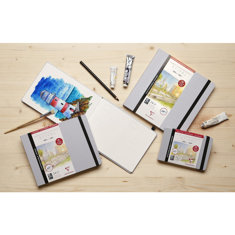 CLAIREFONTAINE ETIVAL 100% CELLULOSE SEWN WATERCOLOUR JOURNAL, 300GSM, COLD PRESSED CLAIREFONTAINE ETIVAL 100% CELLULOSE SEWN WATERCOLOUR JOURNAL, 300GSM, COLD PRESSED