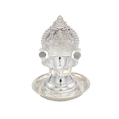 Silver Plate with Kamakshi Diya