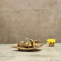 Brass Bala Gopala Krishna on Peepal Leaf Wall Hanging - 6 inch Height | Adorable Brass Wall Hanging of Bala Gopala Krishna on Peepal Leaf