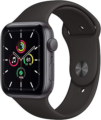 New Apple Watch SE (GPS, 44mm) - Space Gray Aluminum Case with Black Sport Band