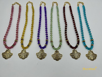 Round Glass Beads Oxidised Pendant Neckpiece A1HJ00014F