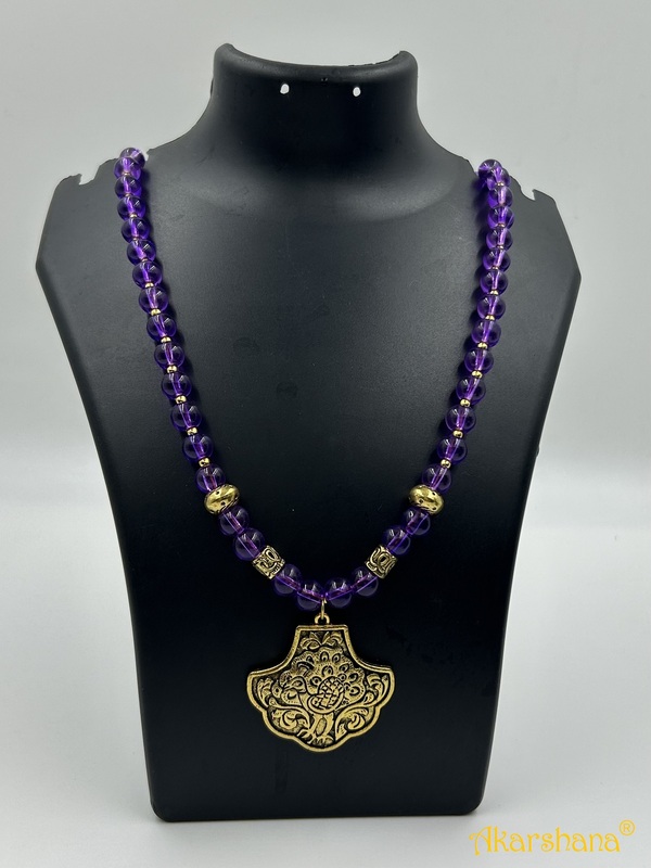 Round Glass Beads Oxidised Pendant Neckpiece A1HJ00014E