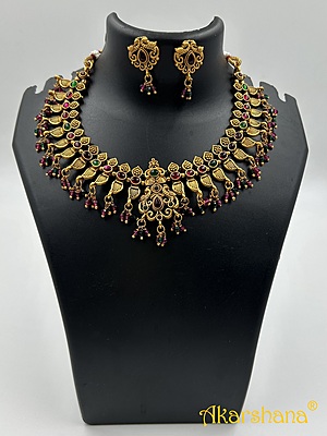 Antique Crystal drops Necklace with Studs A1TJ00090 Antique Crystal drops Necklace with Studs A1TJ00090