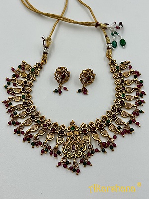 Antique Crystal drops Necklace with Studs A1TJ00090 Antique Crystal drops Necklace with Studs A1TJ00090