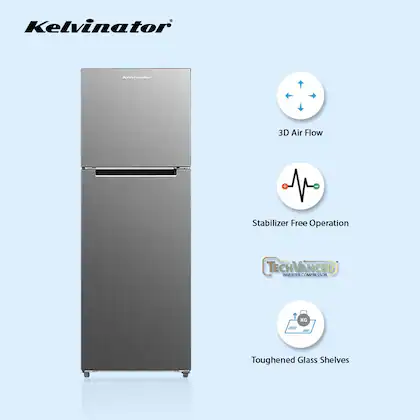 Kelvinator 350 litres 2 Star Double Door Refrigerators, Hairline Silver KRF-A370HSV