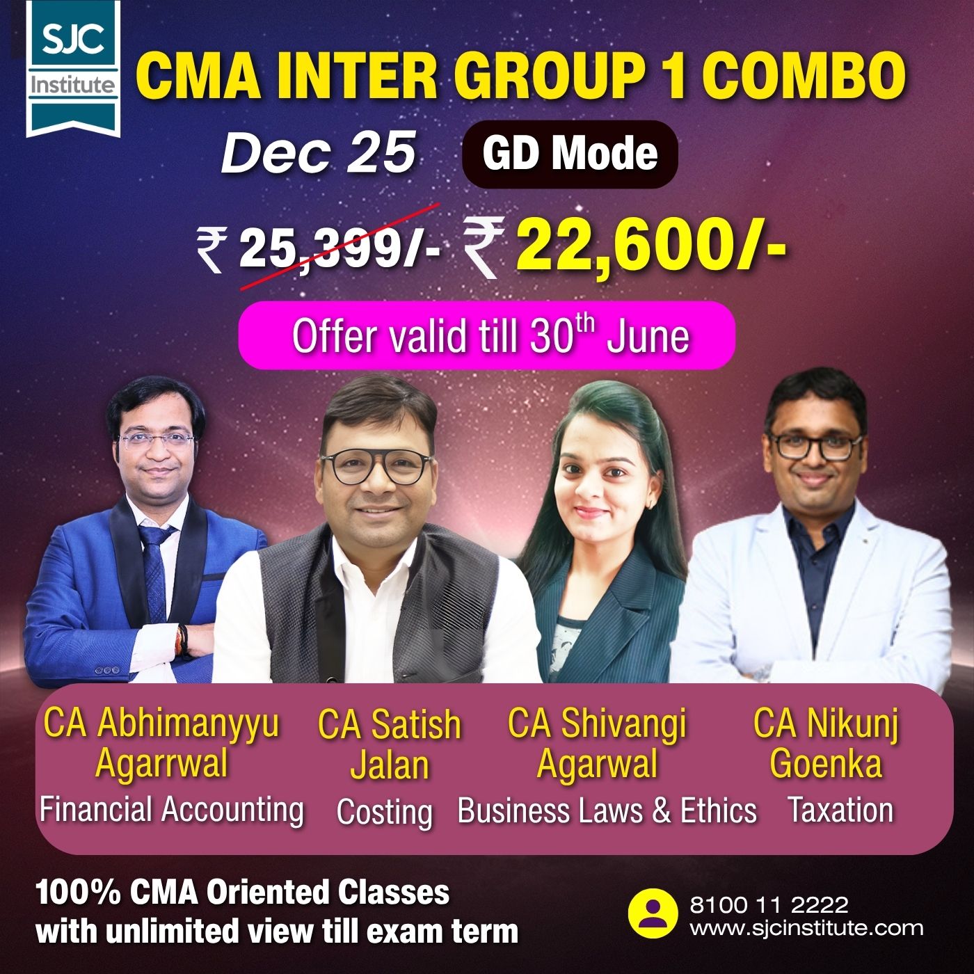 CMA Inter Group 1 All Combo(COST + BLE + TAX + FA) By CA Satish Jalan,CA Shivangi Agarwal,CA Nikunj Goenka, CA Abhimanyyu Agarrwal
