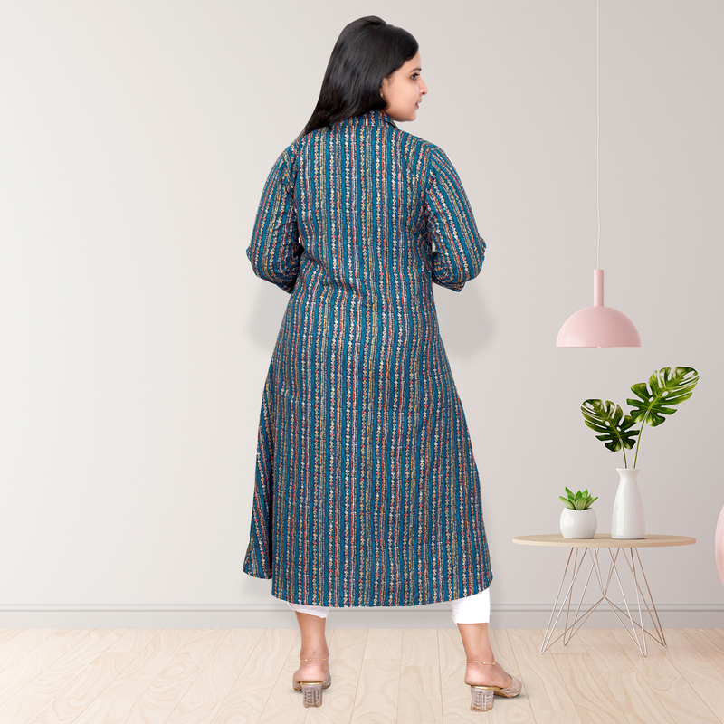 AAMI-Feeling foil blue striped with gold A- line topTop-