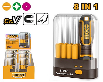 INGCO 9 Pcs Interchangeable Screwdriver Set AKISD0901