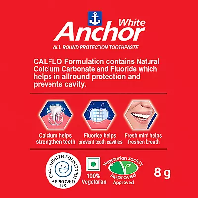 Anchor 8g White Toothpaste – Travel Size for Hotels & Hospitals Anchor 8g White Toothpaste – Travel Size for Hotels & Hospitals