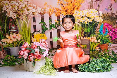 Fabric Baby Backdrop - Blooming Pathway - 5x7 Feet Fabric Baby Backdrop - Blooming Pathway - 5x7 Feet