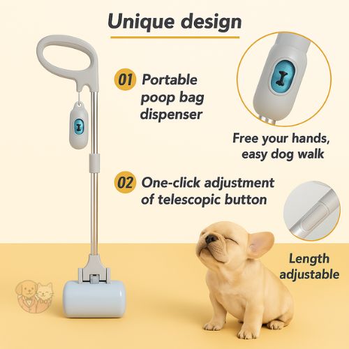 Adjustable Size Poop Scooper | Long Handle Waste Collector for Dogs, Cats & Pets Adjustable Size Poop Scooper | Long Handle Waste Collector for Dogs, Cats & Pets