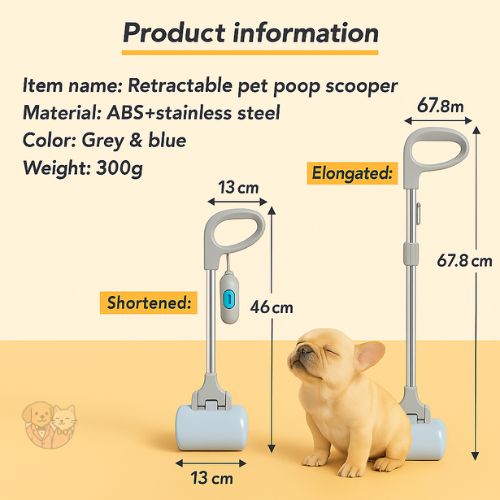 Adjustable Size Poop Scooper | Long Handle Waste Collector for Dogs, Cats & Pets Adjustable Size Poop Scooper | Long Handle Waste Collector for Dogs, Cats & Pets