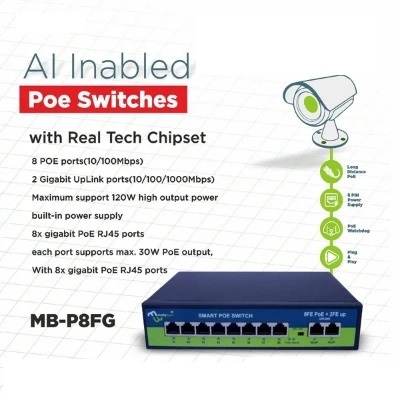 Ai Poe 8+2 Over Ethernet Switch Full Giga Port (8Ge + 2Ge), 802.3Af/At Poe+ 100MB-ps, 120W BuiltIn Power, Extend To 250Meter,Unmanaged Metal Plug And Play Ai Poe 8+2 Over Ethernet Switch Full Giga Port (8Ge + 2Ge), 802.3Af/At Poe+ 100MB-ps, 120W BuiltIn Power, Extend To 250Meter,Unmanaged Metal Plug And Play