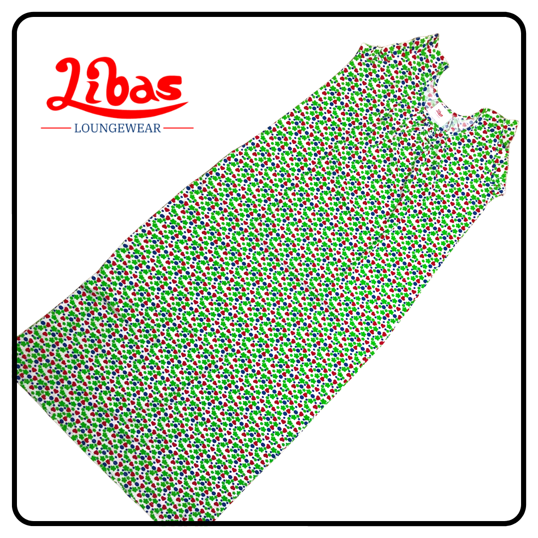 All over tiny gemoetric printed hosiery cotton sleeveless nightyfrom libas loungewear-SL021 All over tiny gemoetric printed hosiery cotton sleeveless nightyfrom libas loungewear-SL021