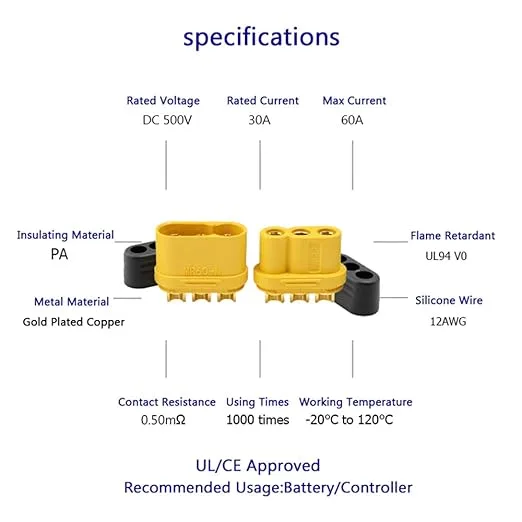AMASS MR60 Male-Female connector pair with housing