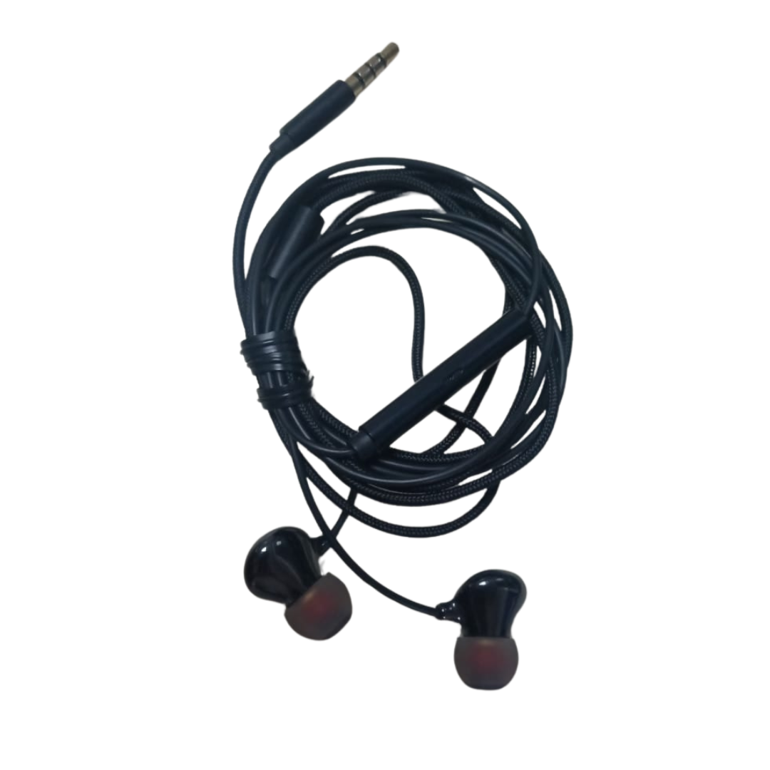 Wired Earphones with Mic | 3.5mm Jack | Tangle-Free Cable (Metallic )