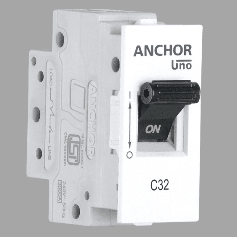Anchor Roma Plus MCB, 16A SP 'C' Type UNO Mini Modular MCB, 89982 (Set of 12)