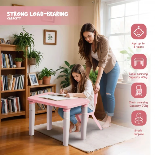 Kids Study Table & Chair Set – Pink Kids Study Table & Chair Set – Pink