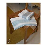 Cotton Handloom bath towel - White with grey side strip