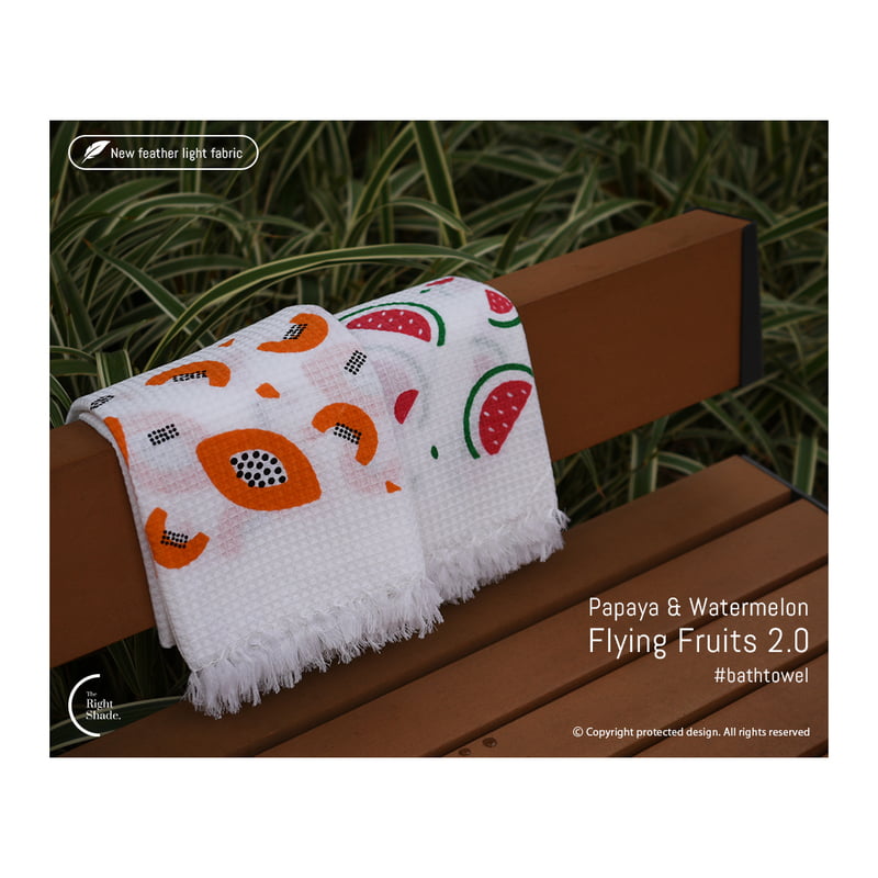 Cotton Waffle Bath Towel - Flying Fruits 2.0 Pack (Pack of 2)