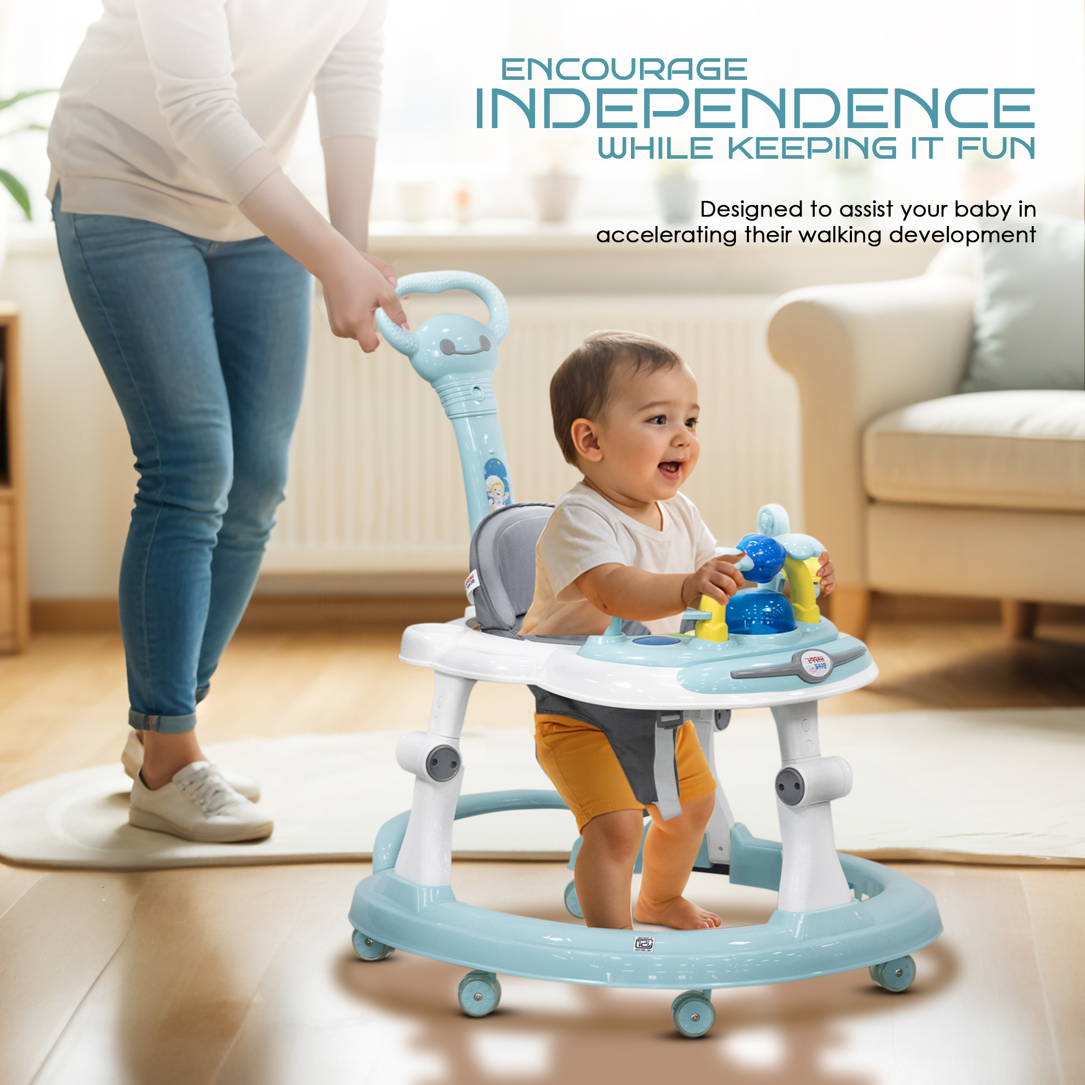 Baby Walker with Push Handle – Blue Baby Walker with Push Handle – Blue