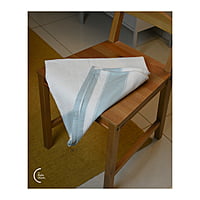 Cotton Handloom bath towel - White with teal side strip Cotton Handloom bath towel - White with teal side strip