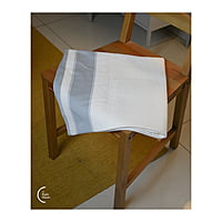 Cotton Handloom bath towel - White with grey side strip