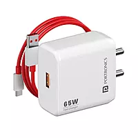 Portronics Adapto 65A 65W Fast Charger & USB-A to Type C Cable for OnePlus, Oppo, Realme Portronics Adapto 65A 65W Fast Charger & USB-A to Type C Cable for OnePlus, Oppo, Realme