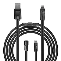 Portronics Konnect Tetra 60W 4 in 1 Multi Functional Fast Charging PD Cable with 1.4M Length, 480Mbps Data Sync, Compatible with All Type C Android Smartphone & Lightning Device(Black) Portronics Konnect Tetra 60W 4 in 1 Multi Functional Fast Charging PD Cable with 1.4M Length, 480Mbps Data Sync, Compatible with All Type C Android Smartphone & Lightning Device(Black)