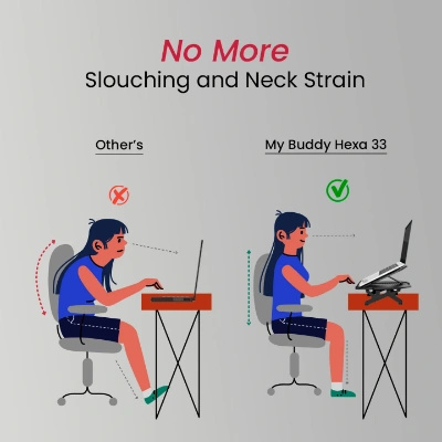 Portronics My Buddy Hexa 33 Laptop Stand with Phone Holder, Four Legs, Foldable Design, Improved Airflow & Posture Support for Upto 17 Inches Laptop & MacBook (Black) Portronics My Buddy Hexa 33 Laptop Stand with Phone Holder, Four Legs, Foldable Design, Improved Airflow & Posture Support for Upto 17 Inches Laptop & MacBook (Black)
