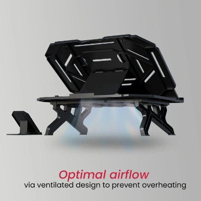 Portronics My Buddy Hexa 33 Laptop Stand with Phone Holder, Four Legs, Foldable Design, Improved Airflow & Posture Support for Upto 17 Inches Laptop & MacBook (Black) Portronics My Buddy Hexa 33 Laptop Stand with Phone Holder, Four Legs, Foldable Design, Improved Airflow & Posture Support for Upto 17 Inches Laptop & MacBook (Black)