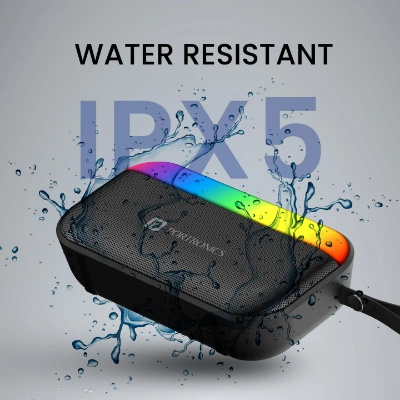 Portronics Plugs 2 8W Portable Bluetooth Speaker with Inbuilt Mic, Dynamic RGB Lights, Bluetooth 5.3V, USB Drive Port, SD Card Port, IPX5 Water Resistant, Integrated Controls, Type C Charging(Black) Portronics Plugs 2 8W Portable Bluetooth Speaker with Inbuilt Mic, Dynamic RGB Lights, Bluetooth 5.3V, USB Drive Port, SD Card Port, IPX5 Water Resistant, Integrated Controls, Type C Charging(Black)