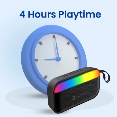 Portronics Plugs 2 8W Portable Bluetooth Speaker with Inbuilt Mic, Dynamic RGB Lights, Bluetooth 5.3V, USB Drive Port, SD Card Port, IPX5 Water Resistant, Integrated Controls, Type C Charging(Black) Portronics Plugs 2 8W Portable Bluetooth Speaker with Inbuilt Mic, Dynamic RGB Lights, Bluetooth 5.3V, USB Drive Port, SD Card Port, IPX5 Water Resistant, Integrated Controls, Type C Charging(Black)