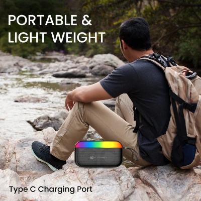 Portronics Plugs 2 8W Portable Bluetooth Speaker with Inbuilt Mic, Dynamic RGB Lights, Bluetooth 5.3V, USB Drive Port, SD Card Port, IPX5 Water Resistant, Integrated Controls, Type C Charging(Black) Portronics Plugs 2 8W Portable Bluetooth Speaker with Inbuilt Mic, Dynamic RGB Lights, Bluetooth 5.3V, USB Drive Port, SD Card Port, IPX5 Water Resistant, Integrated Controls, Type C Charging(Black)