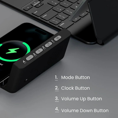 Portronics Freedom 4A a Desktop Wireless Mobile Charger with QC Adapter for Fast Charging and Alarm Clock (Black) Portronics Freedom 4A a Desktop Wireless Mobile Charger with QC Adapter for Fast Charging and Alarm Clock (Black)
