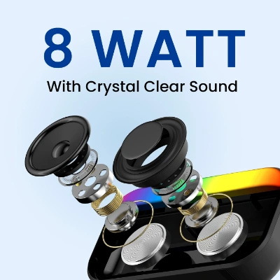 Portronics Plugs 2 8W Portable Bluetooth Speaker with Inbuilt Mic, Dynamic RGB Lights, Bluetooth 5.3V, USB Drive Port, SD Card Port, IPX5 Water Resistant, Integrated Controls, Type C Charging(Black) Portronics Plugs 2 8W Portable Bluetooth Speaker with Inbuilt Mic, Dynamic RGB Lights, Bluetooth 5.3V, USB Drive Port, SD Card Port, IPX5 Water Resistant, Integrated Controls, Type C Charging(Black)
