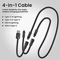 Portronics Konnect Tetra 60W 4 in 1 Multi Functional Fast Charging PD Cable with 1.4M Length, 480Mbps Data Sync, Compatible with All Type C Android Smartphone & Lightning Device(Black) Portronics Konnect Tetra 60W 4 in 1 Multi Functional Fast Charging PD Cable with 1.4M Length, 480Mbps Data Sync, Compatible with All Type C Android Smartphone & Lightning Device(Black)