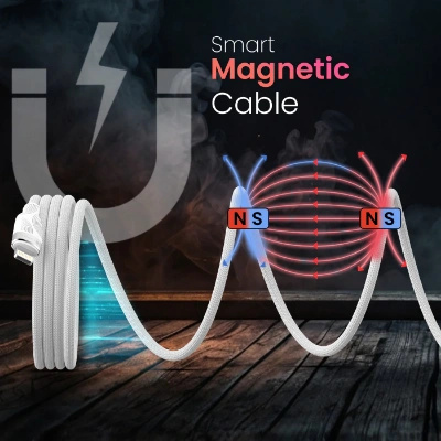 Portronics Lightning Cable 1 m Braided Maglink CL 27W Type C to 8 Pin, (Compatible with Mobile, White, One Cable) Portronics Lightning Cable 1 m Braided Maglink CL 27W Type C to 8 Pin, (Compatible with Mobile, White, One Cable)