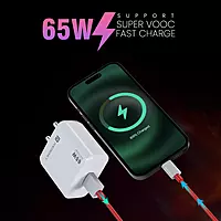 Portronics Adapto 65A 65W Fast Charger & USB-A to Type C Cable for OnePlus, Oppo, Realme Portronics Adapto 65A 65W Fast Charger & USB-A to Type C Cable for OnePlus, Oppo, Realme