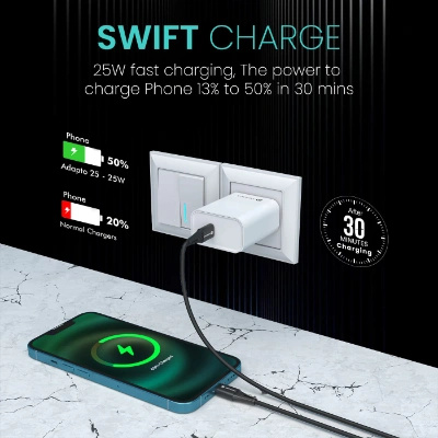 ortronics Adapto 25 25W Super Fast Type C PD Wall Charger for iPhone 15/14/13/12/11 All Pro,Max Series, Samsung Galaxy S/A/M/F Series & Other Type C Devices, PPS Protection,Fast Charging Adaptor ortronics Adapto 25 25W Super Fast Type C PD Wall Charger for iPhone 15/14/13/12/11 All Pro,Max Series, Samsung Galaxy S/A/M/F Series & Other Type C Devices, PPS Protection,Fast Charging Adaptor
