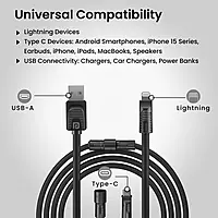 Portronics Konnect Tetra 60W 4 in 1 Multi Functional Fast Charging PD Cable with 1.4M Length, 480Mbps Data Sync, Compatible with All Type C Android Smartphone & Lightning Device(Black) Portronics Konnect Tetra 60W 4 in 1 Multi Functional Fast Charging PD Cable with 1.4M Length, 480Mbps Data Sync, Compatible with All Type C Android Smartphone & Lightning Device(Black)