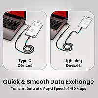 Portronics Konnect Tetra 60W 4 in 1 Multi Functional Fast Charging PD Cable with 1.4M Length, 480Mbps Data Sync, Compatible with All Type C Android Smartphone & Lightning Device(Black) Portronics Konnect Tetra 60W 4 in 1 Multi Functional Fast Charging PD Cable with 1.4M Length, 480Mbps Data Sync, Compatible with All Type C Android Smartphone & Lightning Device(Black)