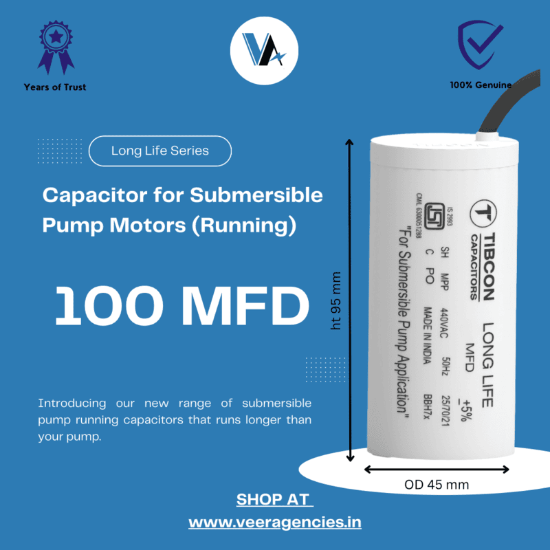 Tibcon 100 MFD 440 V Capacitor for Submersible Pump